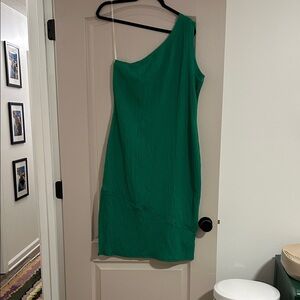 Chic One-Shoulder Green Dress